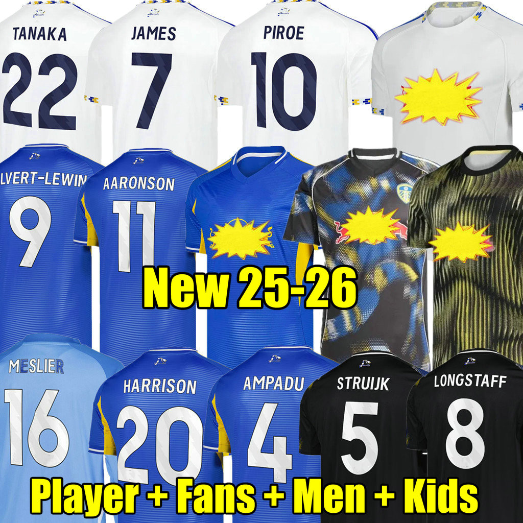 CALVERT LEWIN leeds football shirt 25 26 PIROE JAMES Soccer Jerseys LEE utd LONGSTAFF AMPADU Maillots De Football Shirt Kids Kit AARONSON STRUIJK shirt top 2025 2026