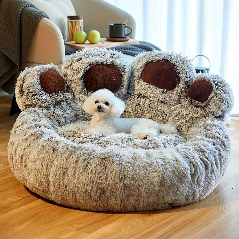 designer brand Cat Sofa Cute Bear Paw Shape Comfortable Cozy Pet Sleeping Beds For Small Medium Large Soft Fluffy Cushion Dog Bed