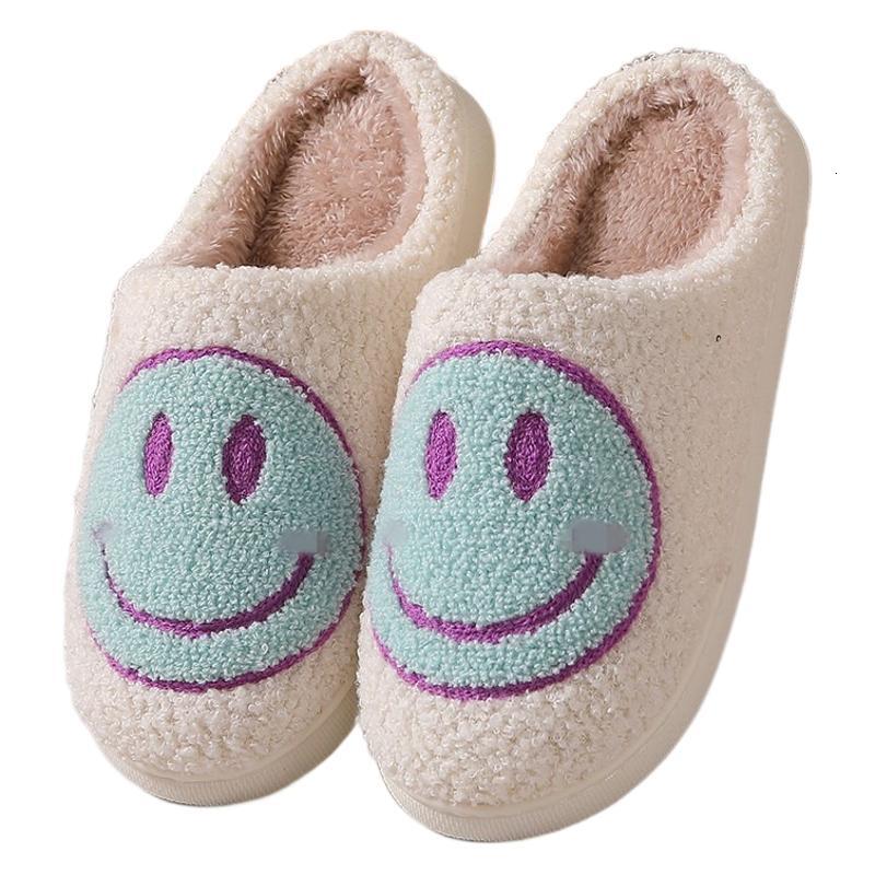 Mushroom Winter Smiley Shoes for Women Indoor Home Rainbow Plush Warm Cotton Slippers ddmymarket