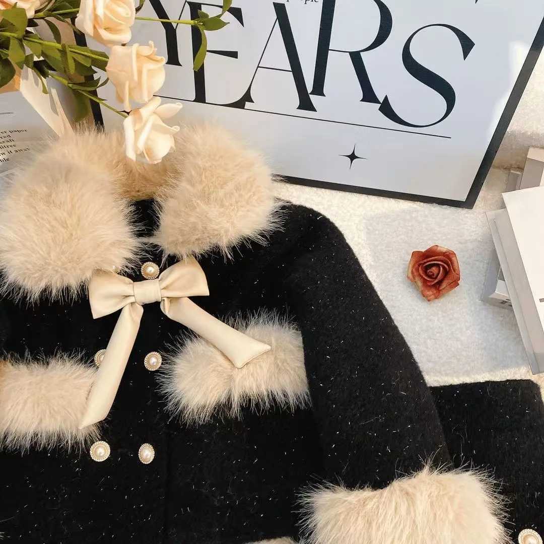 Girls Winter Small Fragrant Style Set 2024 New Foreign Style Stylish Childrens Fleece Jacket Skirt Twopiece Set L2509263S6H