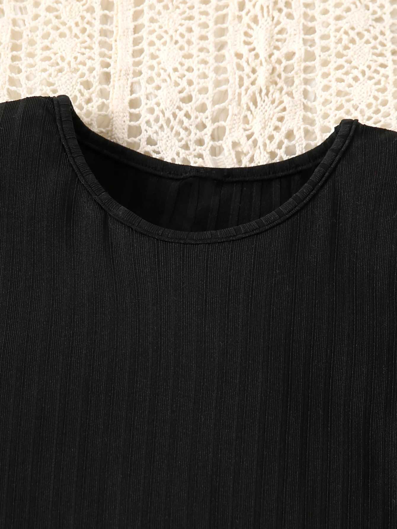 Two Piece Set Of AutumnWinter Girls Mesh Splicing Plush Long Sleeved Knitted Solid Color Top Irregular Button Plaid Skirt Set L250926UQ5Q