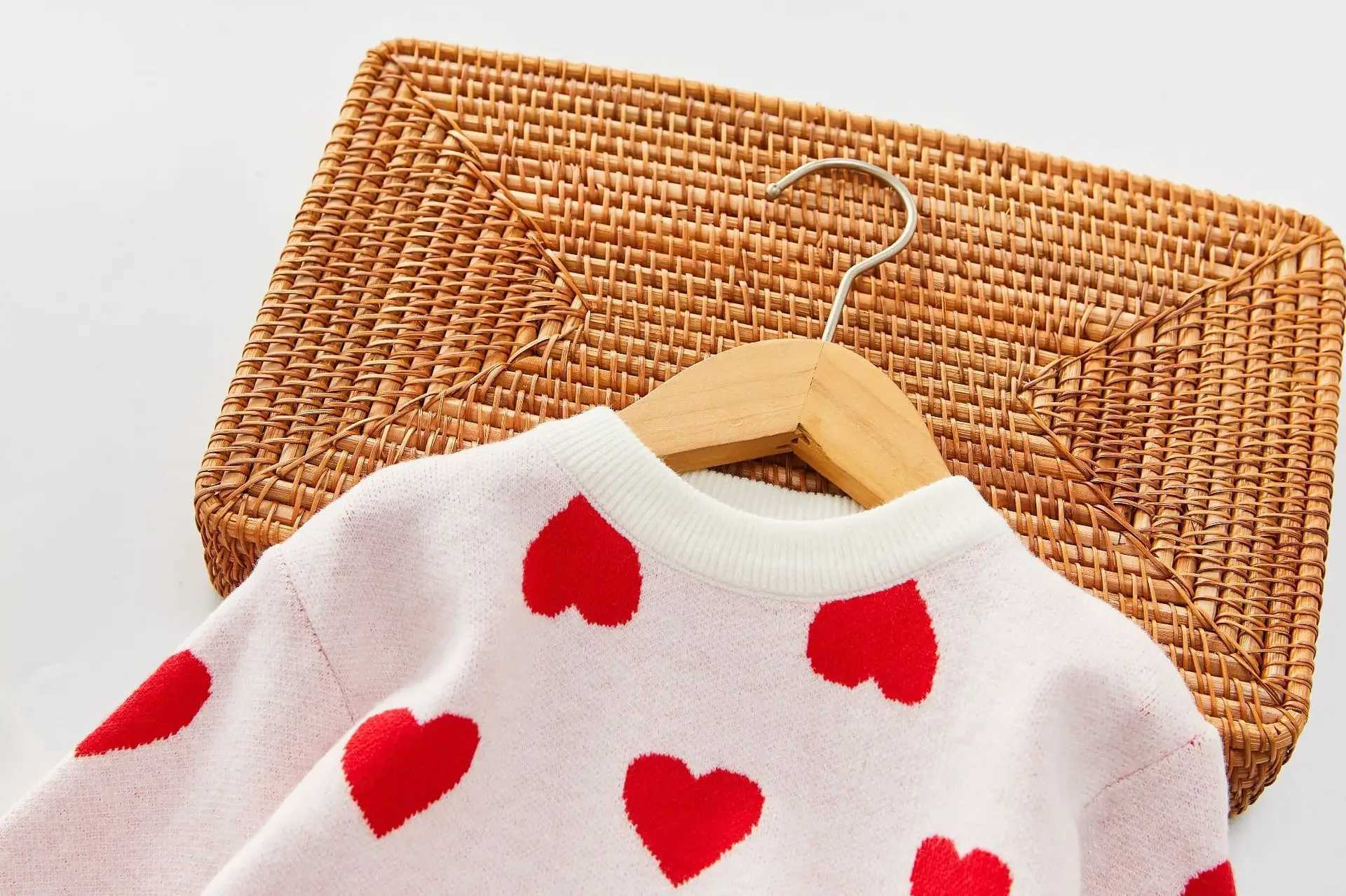 FallWinter 2024 New Love Sweater Set Girls Clothing Sets Baby Pullover Top Pleated Skirt Set Cute Girls Fashion Kids Outfit L2509264839