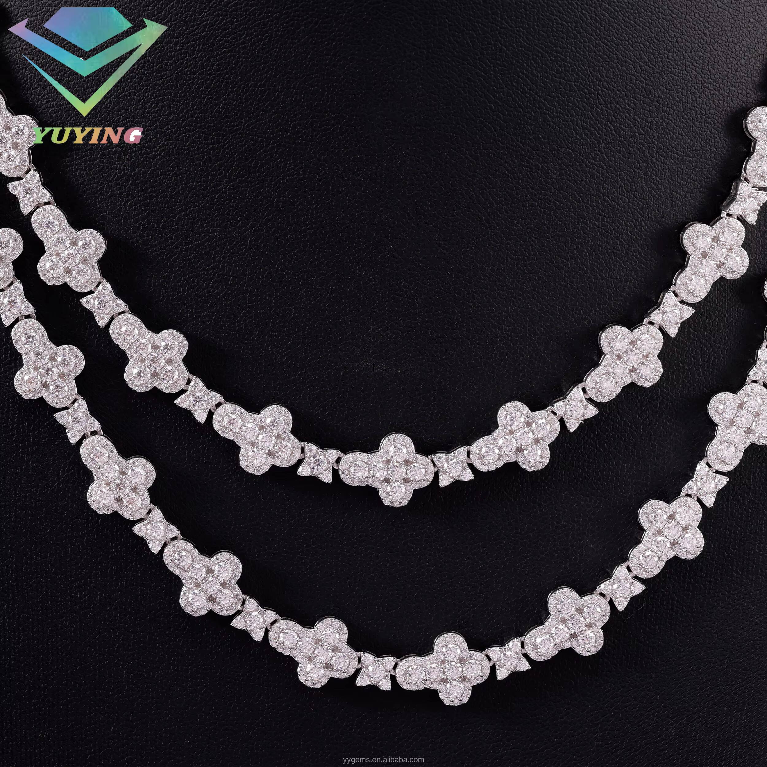 Fashion Cross Style VVS Moissanite Diamond Necklace 15mm Wide S925 Solid Silver Hiphop Cross Cuban Link Chain Fashion Jewelry