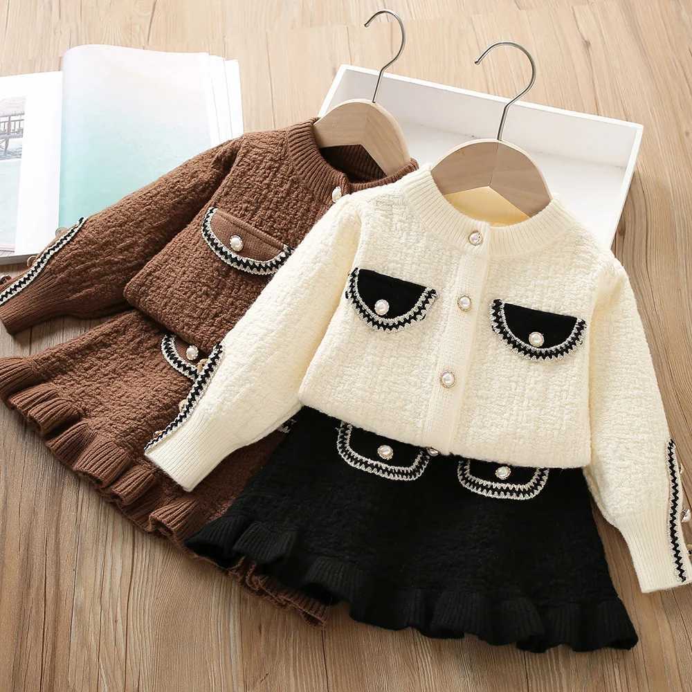 Girls Dress Clothes Sets Spring Autumn Children Woolen Jersey Sweaters Tops Skirts Princess Suit For Baby Dresses Outfits Kids 6 L250926XEQ8