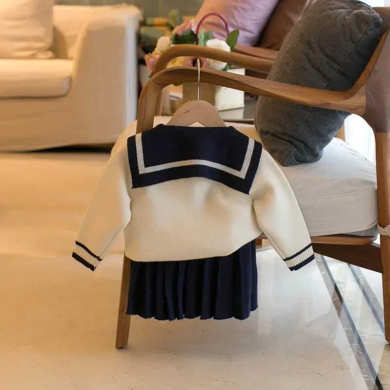 Spring Autumn Preppy Style Turndown Collar Sweater CardiganPleated Skirt Two Pieces Elegant Girls Uniform Clothing Set HY01271 L250926GCDE