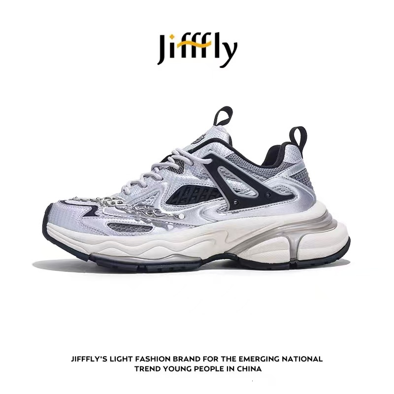 Jifffly silver Dad Sneakers for Women 2025 Autumn Winter Luxury shoes New Style Slimming Luxury bag Ins Trendy Versatile Height-Increasing Sports Shoe