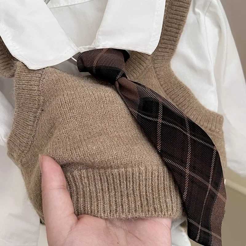 Childrens Clothing Set 2025 Autumn New Item Childrens Shirt Knitted Vest Short Skirt Three Piece Set Toddler Girl Clothes L250926T31K