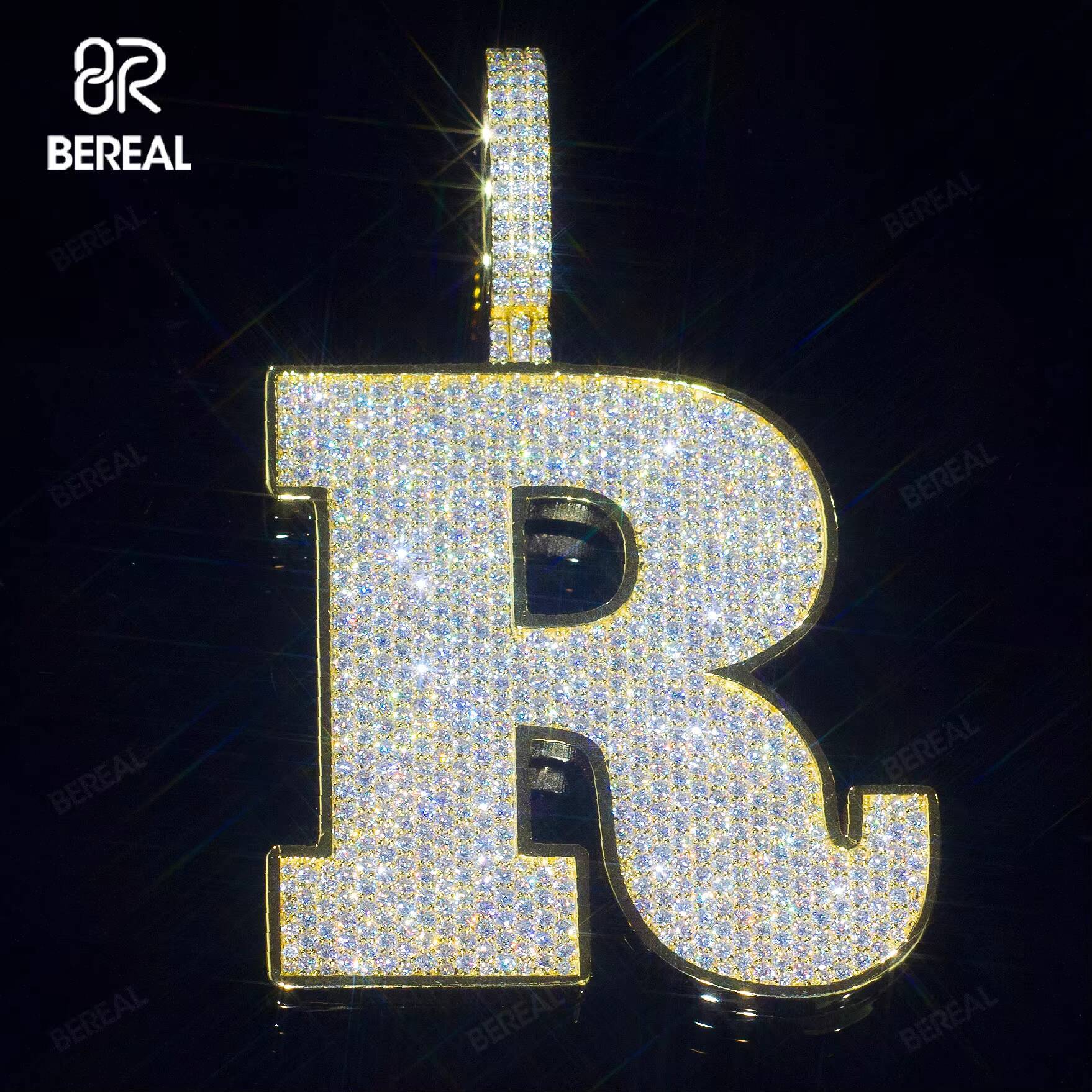 Custom Pass Diamond Tester Iced Out Vvs Moissanite Jewelry Letter Pendant Electroplate Gold Alphabet Necklace Fine Jewelry