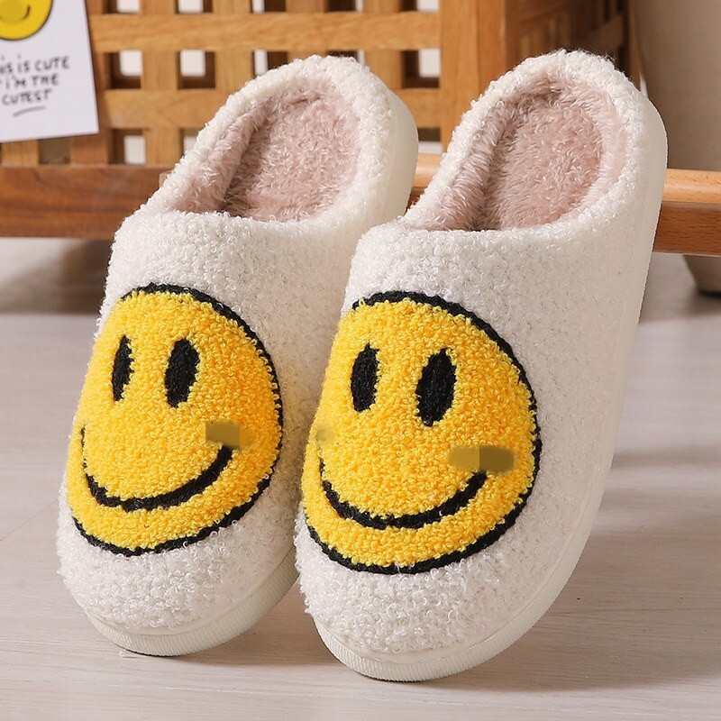 Mushroom Winter Smiley Shoes for Women Indoor Home Rainbow Plush Warm Cotton Slippers ddmymarket