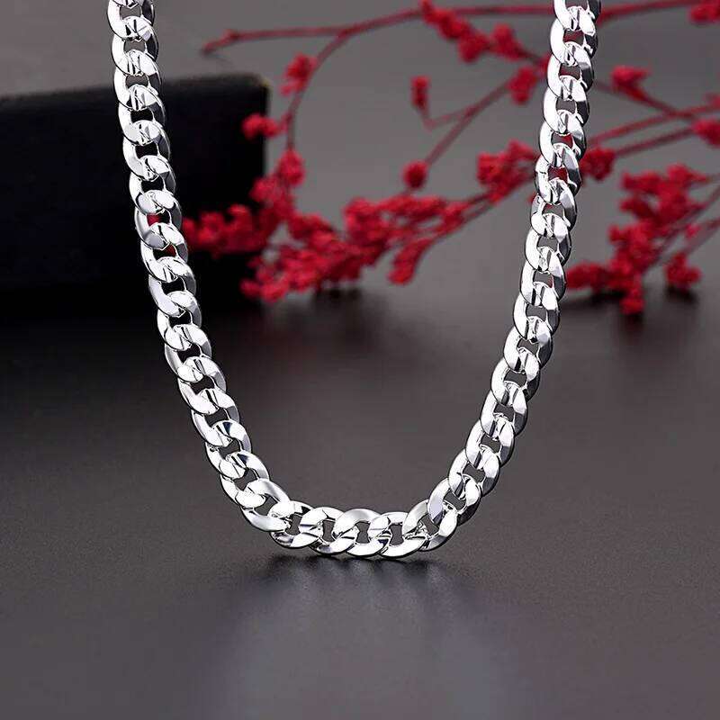 Hot sterling Sier charm 7MM Chain Necklace For Women man Fashion Party Wedding Accessories Jewelry holiday gifts