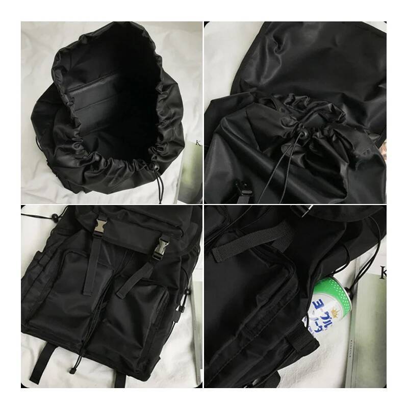 New Drawstring Hasp Buckles Casual Backpack Women College School Bags Notebook Backpacks Simple 15.6 Inch Laptop Bag For Men high-quality