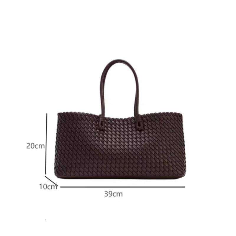 Top Handle Tote Elongated Exquisite Woven Shopping Magnetic Closure Pocket Shoulder Bag Designer Horizontal Purse