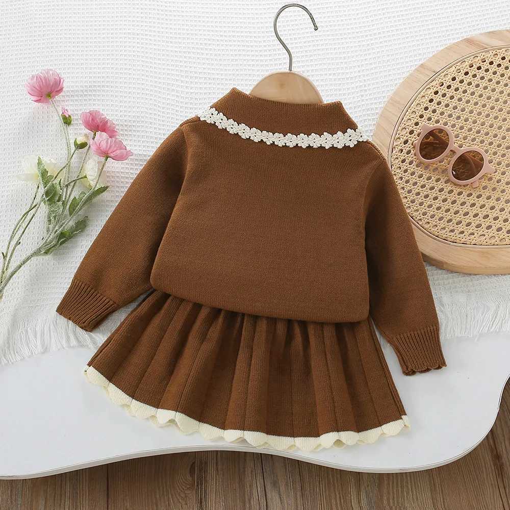 Girls Dress Clothing Sets Autumn Winter Children Woolen Jersey Sweaters Coats Skirts Kids Princess Suit For Baby Knitted Outfits L2509262JOG