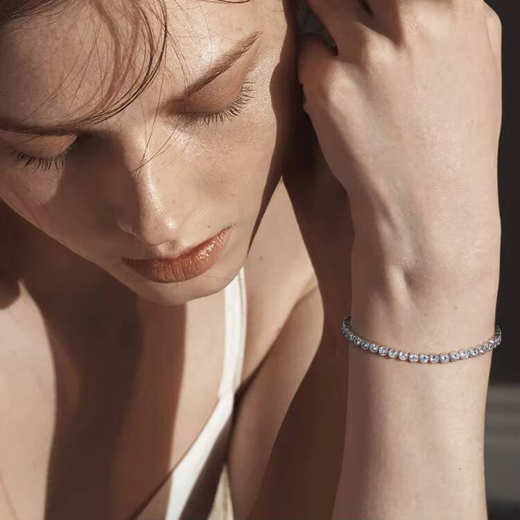 SB133 RINNTIN Jewelry Wholesale 925 Sterling Silver 3mm Bezel Setting Cubic Zirconia CZ Tennis Bracelet