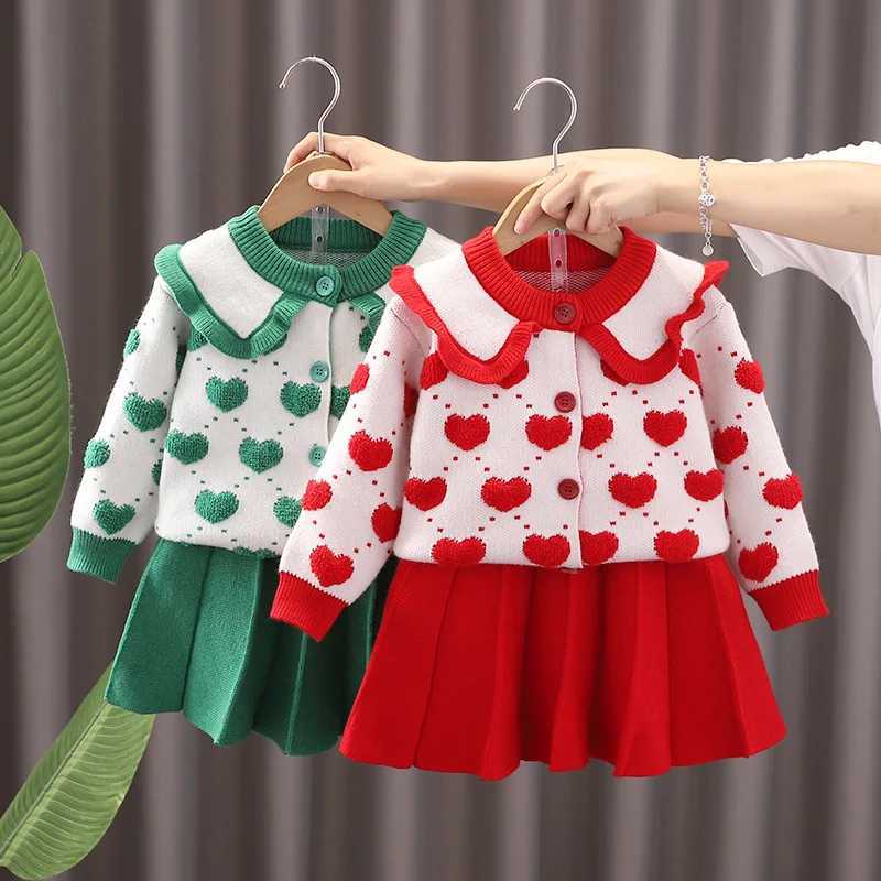 Childrens Sweater Set AutumnWinter Korean Edition Girls Bow Knitted Little Fragrant Wind Princess skirt Infant Two Piece Set L2509261O7J