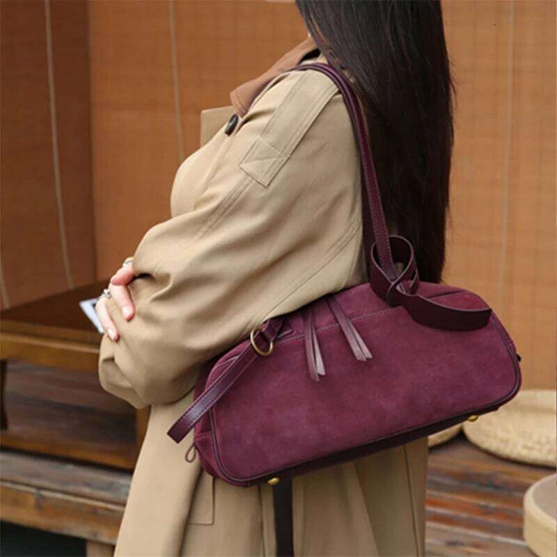 Hifashion Korean Suede Genuine Leather Underarm Shoulder Bags For Women Designer Pillow Totes Office Ladies Handbags