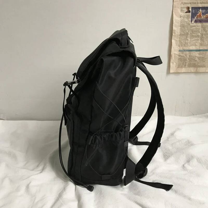 New Drawstring Hasp Buckles Casual Backpack Women College School Bags Notebook Backpacks Simple 15.6 Inch Laptop Bag For Men high-quality