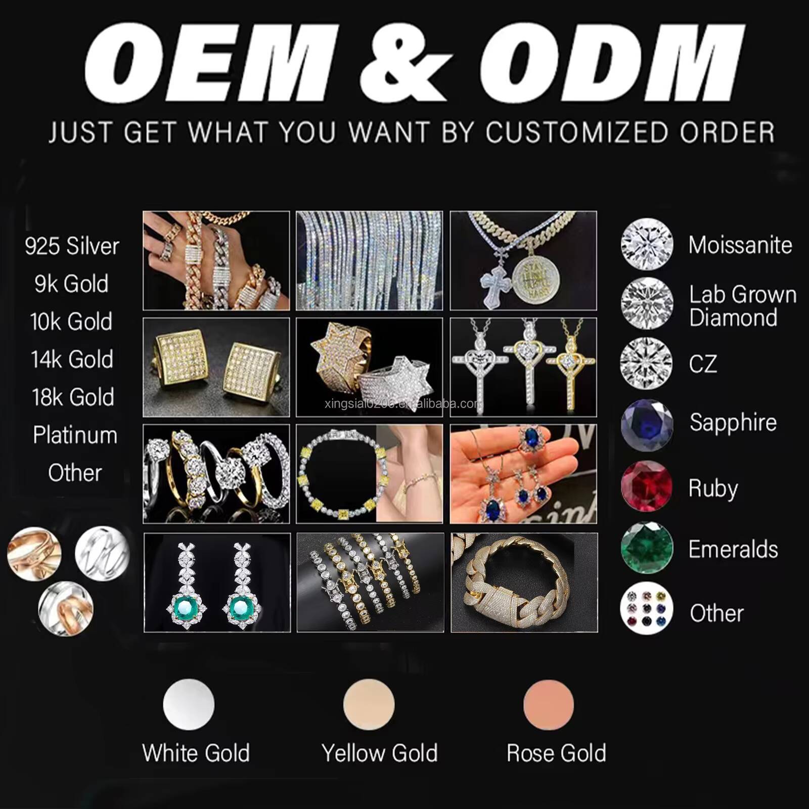 Luxury Men Women Hip Hop Iced Out Fine Jewelry Simulate Diamond 18k Gold Plated 925 Silver VVS Moissanite Tennis Chain Necklace