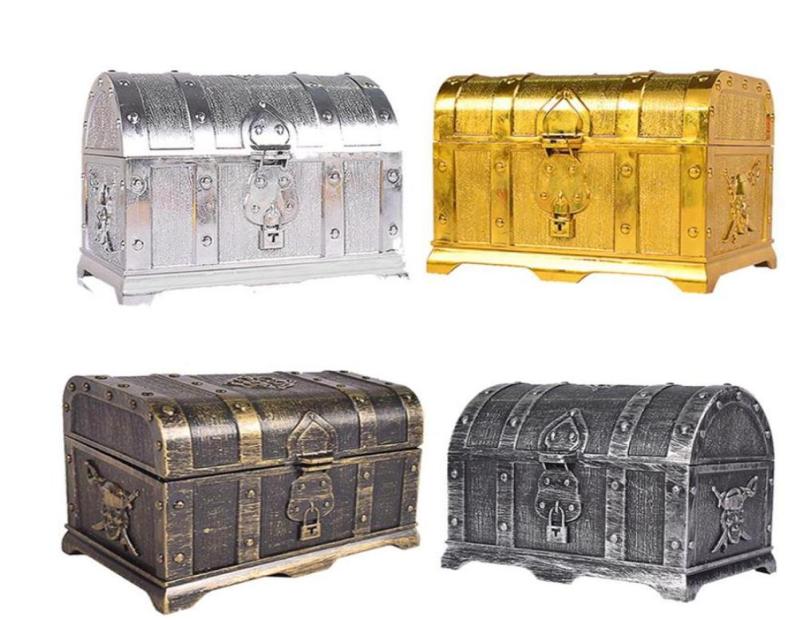 Pirate Treasure Chest Decorative Treasure Chest Keepsake Jewelry Box Plastic Toy Treasure Boxes Vintage Party Decor gifts268G732428114612