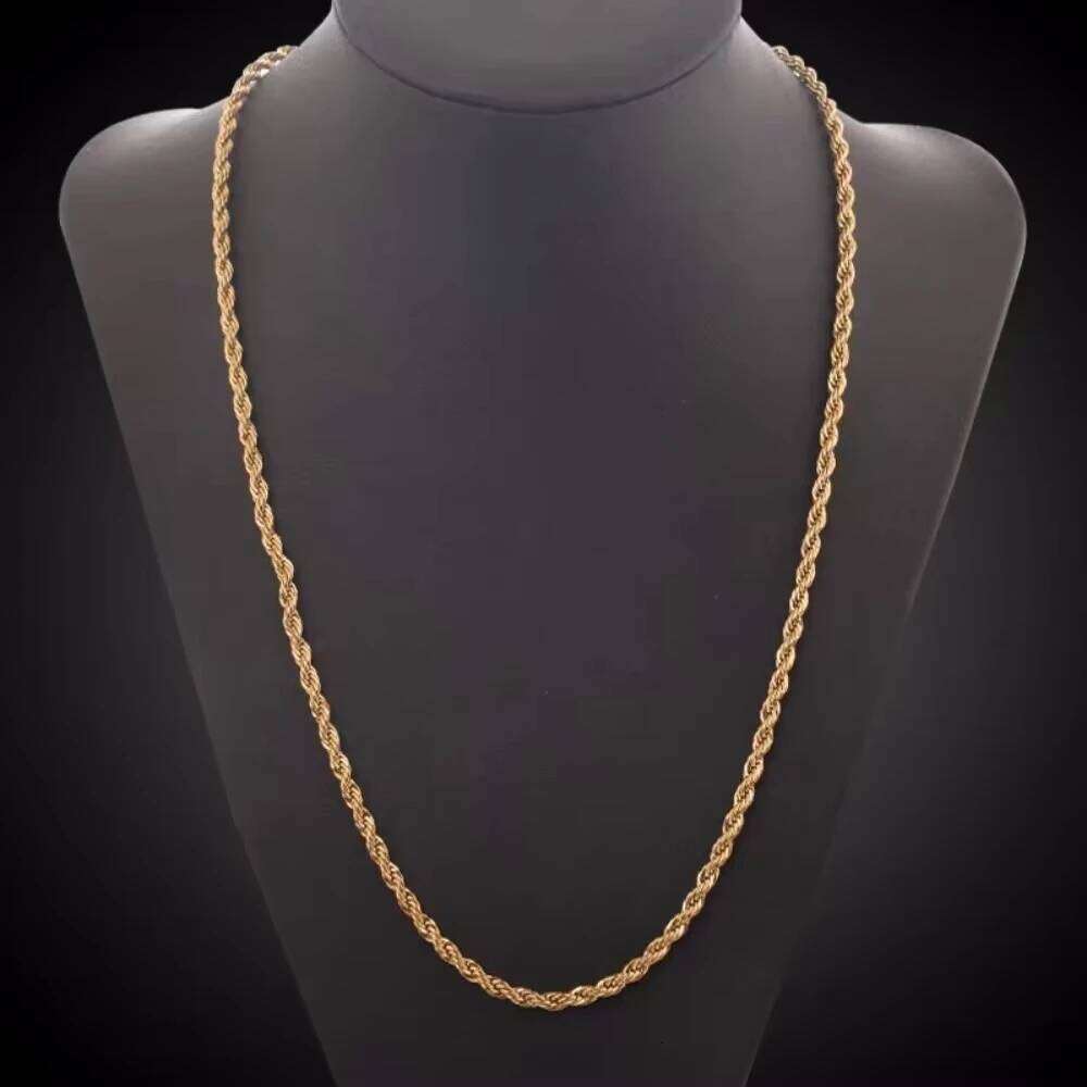 Sier Wholesale Noble 45-60cm Gold 4mm Rope Chain Necklace for Women Man Fashion Wedding Charm Gift Jewelry 18-24Inch