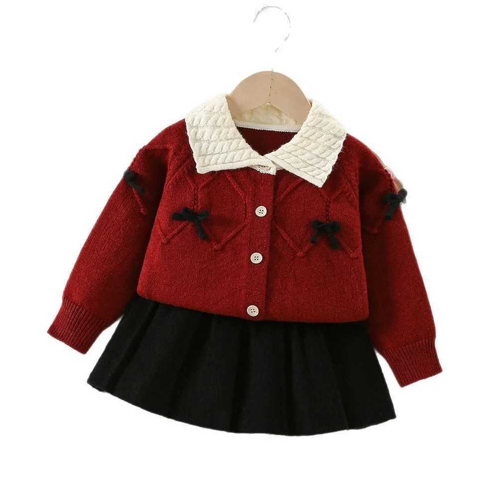 Girls Knitted Clothes Sets Autumn Winter Children Woolen Jersey Sweaters Coats Skirts Kids Princess Dress Suit For Baby Outfits L2509267FXV