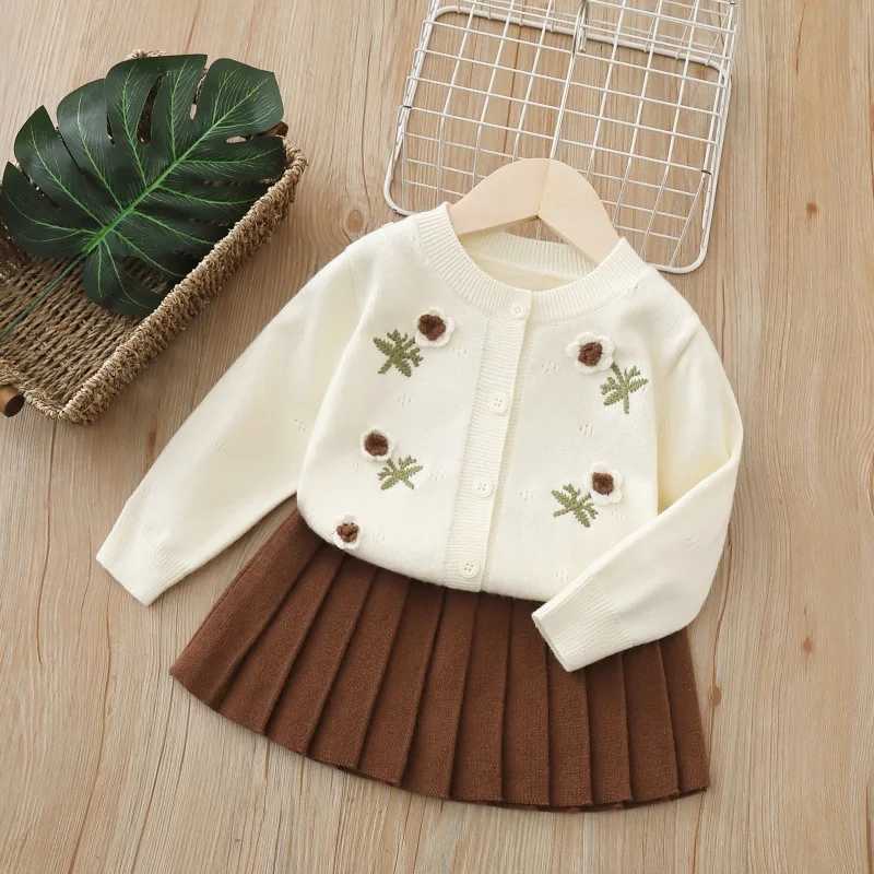 Childrens Sets Girl Sweater Cardigan Skirt Suit Autumn Sweater and Skirt Set for Baby Girls Childrens Kids Clothes L250926IF89