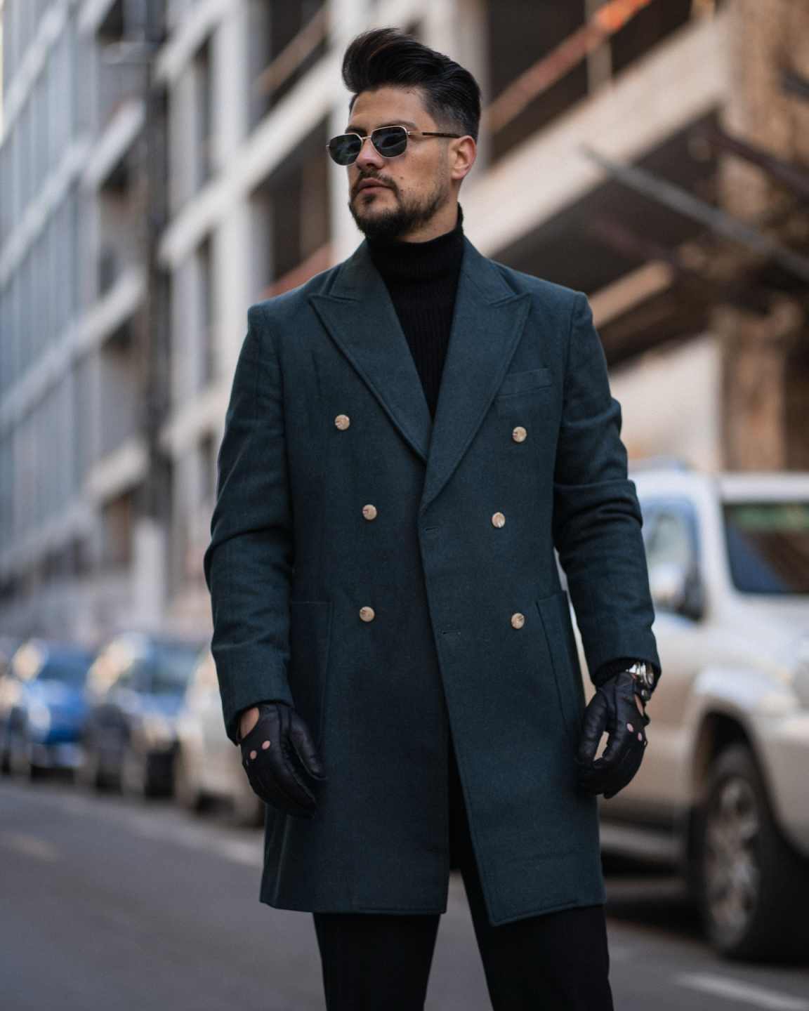 Winter Warm Men Coat Peaked Lapel Double Breasted Trench Coats Vintage Wool Blend Business Blazers Customized High Quality