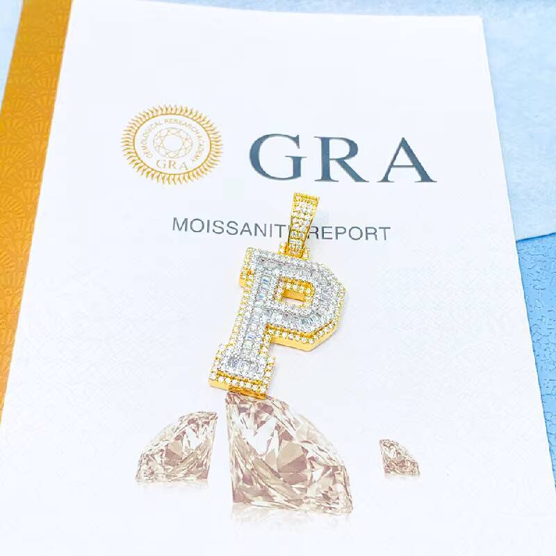 Personalized Twotone Letter Pendant925Silver Moissanite Hip Hop Style Personality Can Pass Diamond Selector Pendant