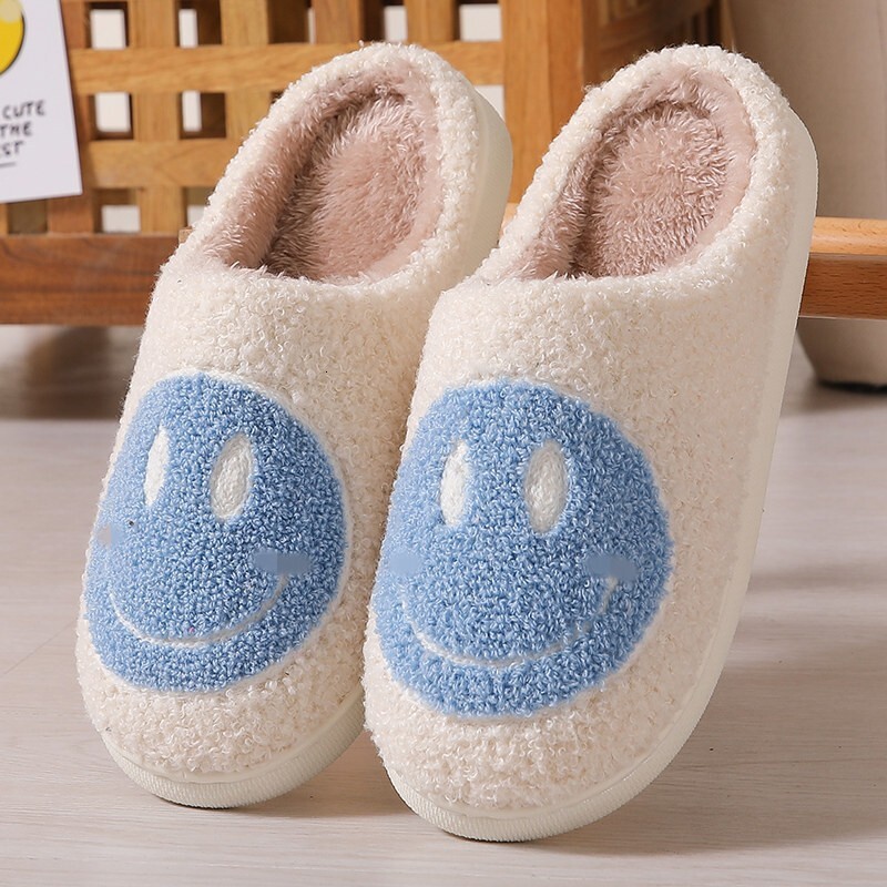Mushroom Winter Smiley Shoes for Women Indoor Home Rainbow Plush Warm Cotton Slippers ddmymarket