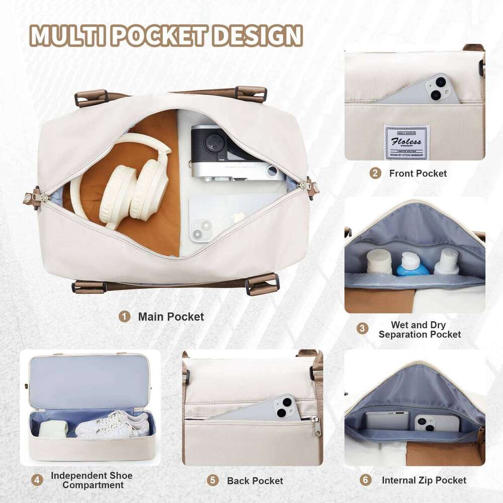 Travel Duffel Bag,Sports Tote Gym Shoulder Weekender Overnight for Women, Carry on with Wet Pocket Expandable Bag