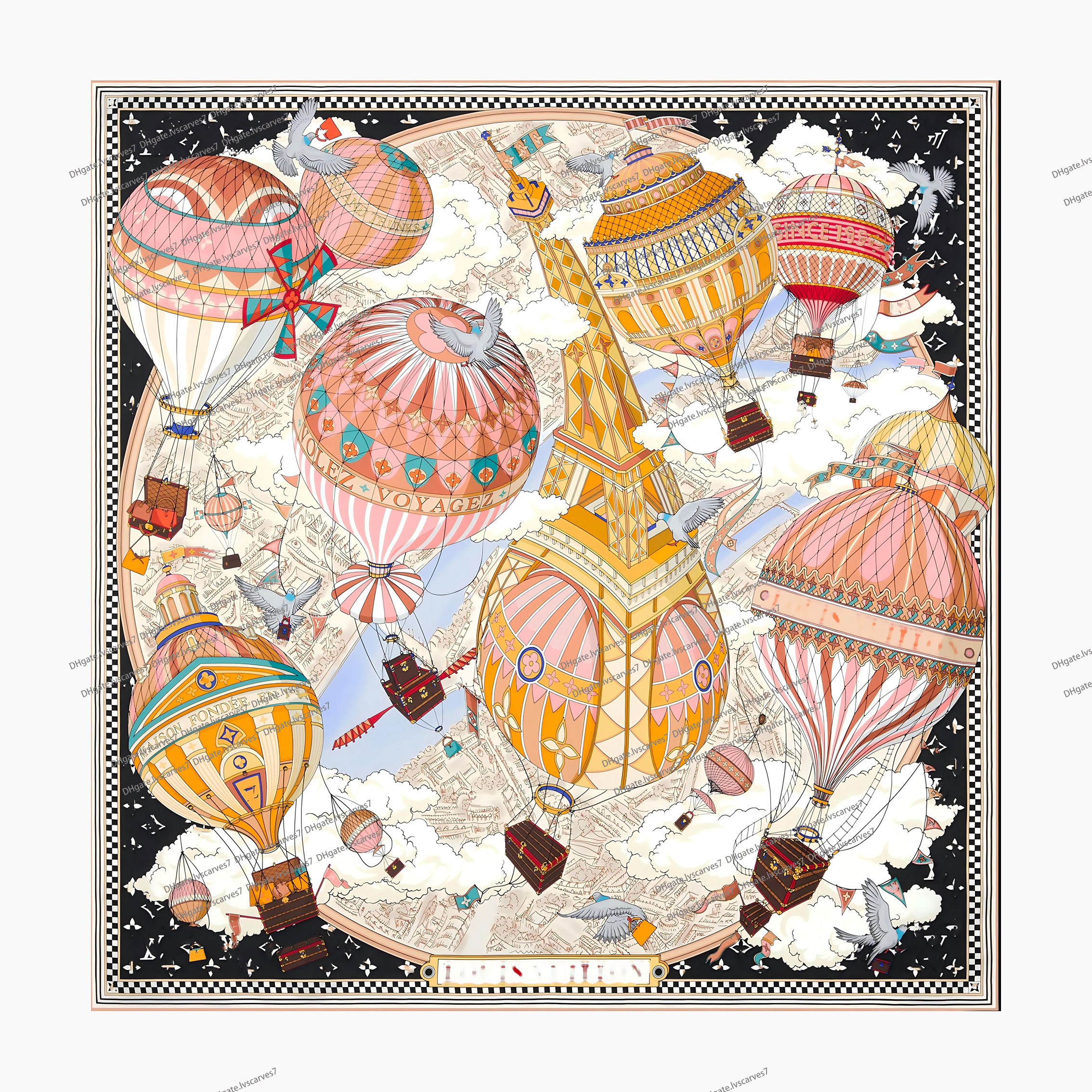 M97199 90X90cm Silk Scarf Designer Women Fashion Scarf Square Summer New Style Silk Womens Ribbons For Work Travel Outdoor And Home Headband