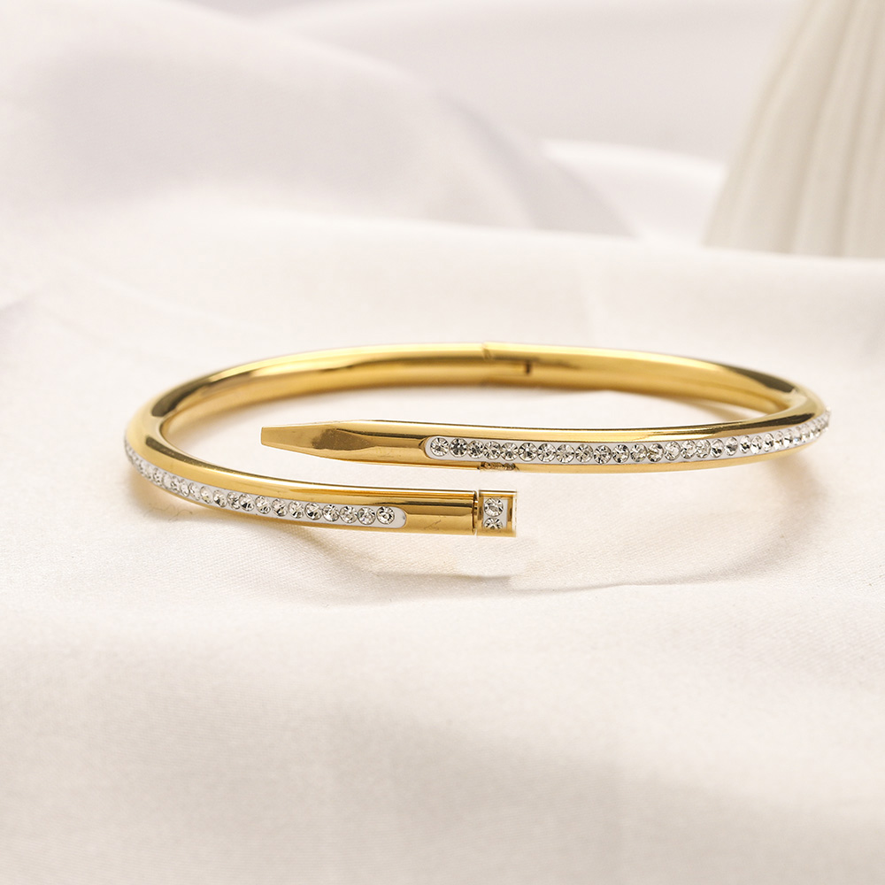 Brand Crystal Bracelet Classic Three Row Diamond Cuff Bracelet Fashion Titanium Steel Designer Men's and Women's Luxury Bracelets