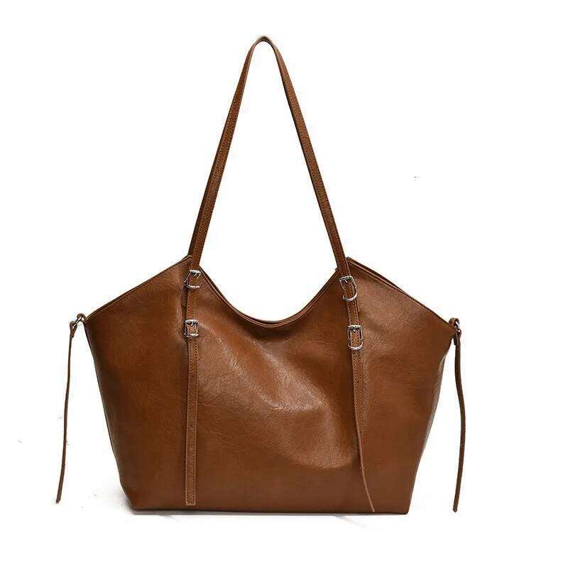 Light retro large capacity tote women, new high-end feel, single shoulder crossbody bag for work and commuting