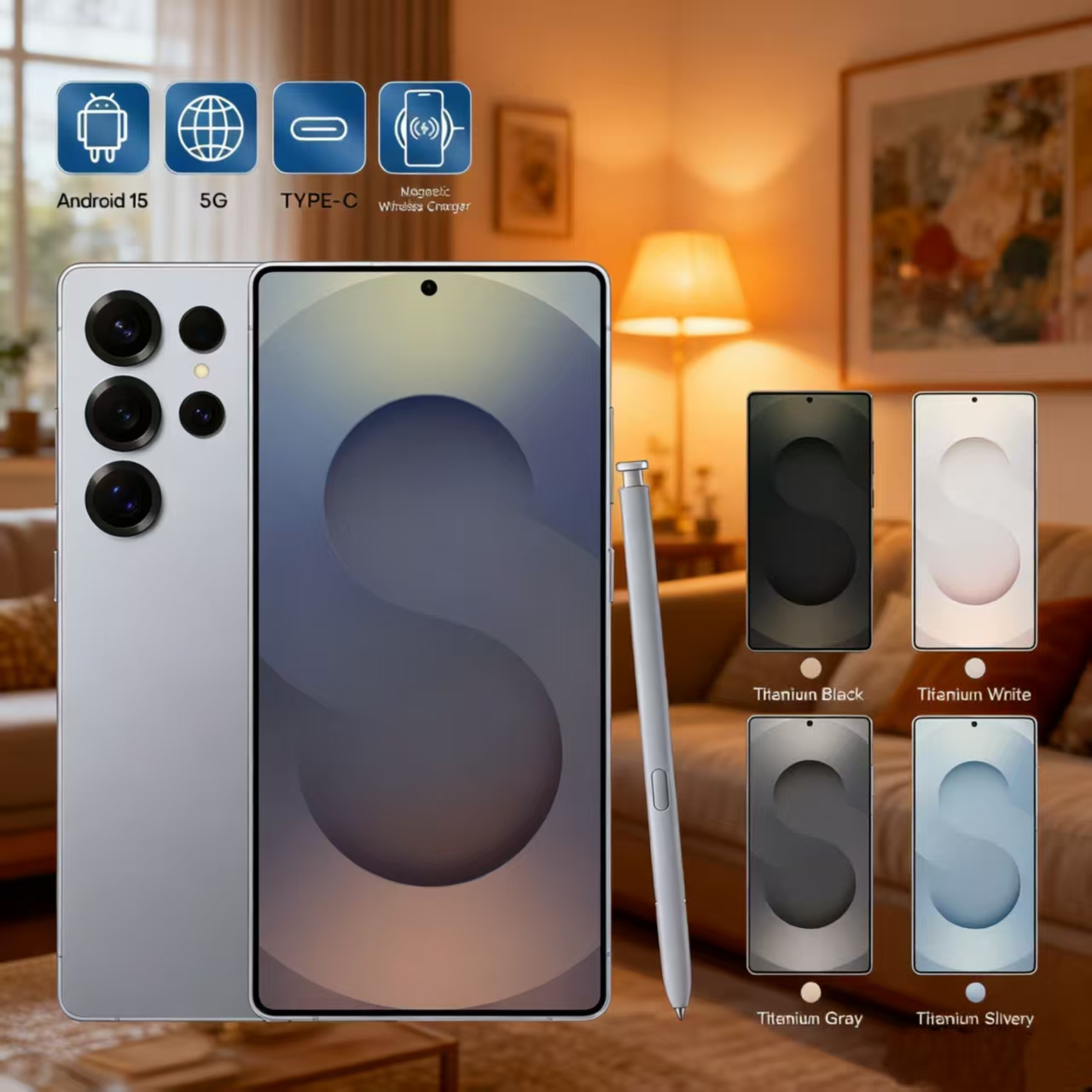 S25 Ultra 6,9 pouces 5G 16 Go + 1 To Écran tactile Déverrouillé Camera smartphone Android HD HD-GEN Personnalisé