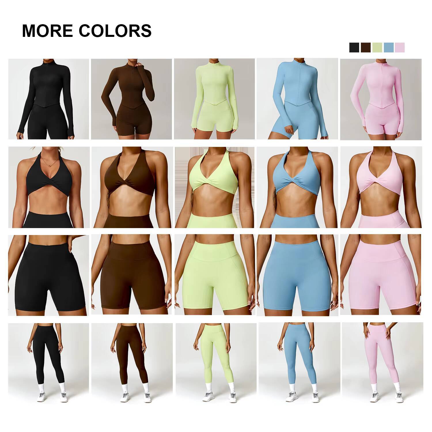 Wholesale Custom Fitness Wear Yoga Sets Gym Workout Clothes Athletic Suits Sports Bra Jacket High Waist Leggings Set for Women