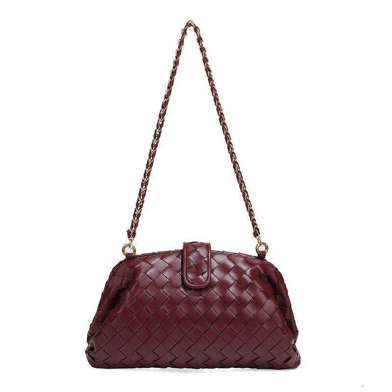 Fashionable Simple New Handbag for Women Handwoven Gold Chain Shoulder Underarm Cloud Clip Bag