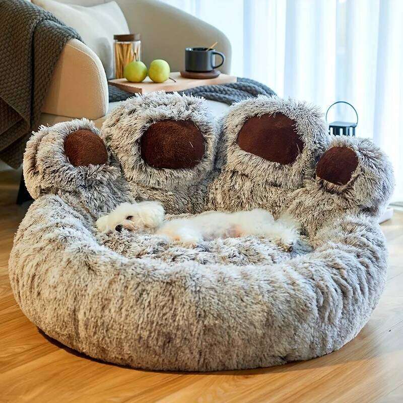 designer brand Cat Sofa Cute Bear Paw Shape Comfortable Cozy Pet Sleeping Beds For Small Medium Large Soft Fluffy Cushion Dog Bed