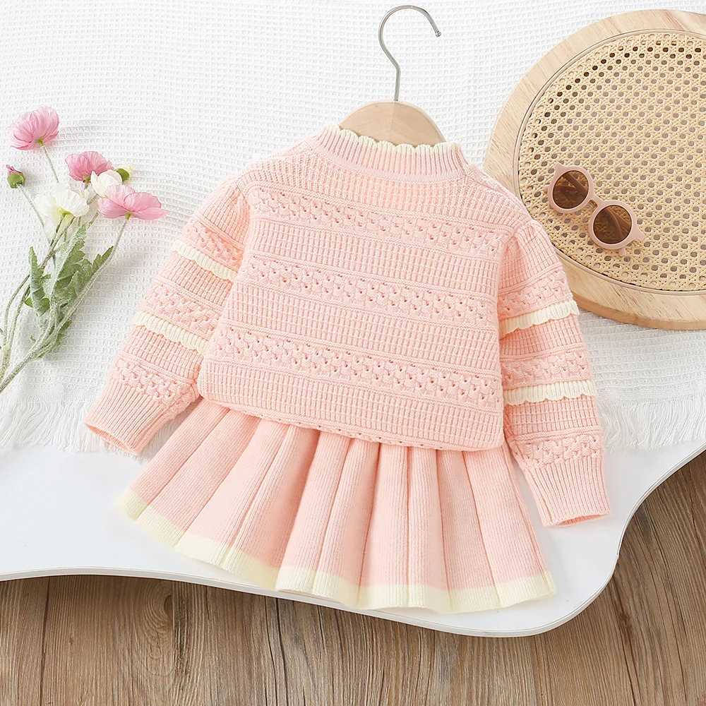 Girls Dress Clothes Sets Autumn Winter Children Woolen Jersey Sweaters Tops Skirts Kids Princess Suit For Baby Knitted Outfits 3 L250926AFOF
