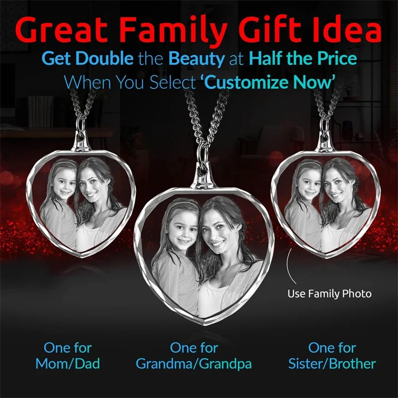 Customized 3D Crystal Po Personalized Gift Necklace Heart Gift for WifeWomen Men Great Custom Gifts With Your Own Po 250919