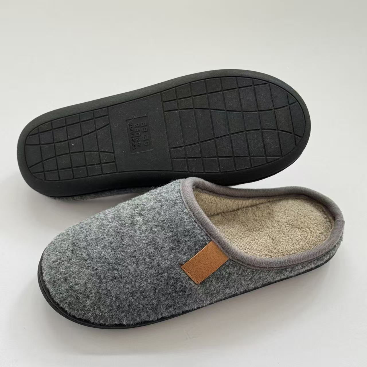 Large Size Cotton Men, Autumn and Thick Sole Indoor Home for Elderly, Non-Slip Plush Lined Winter Slippers ddmymarket