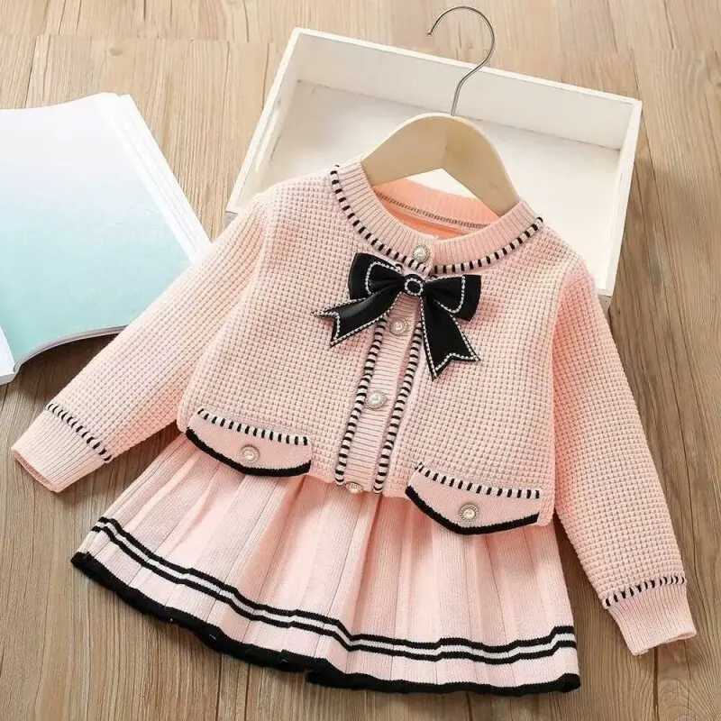 Baby Girls Clothing Set Sweater Clothing Outfit Newest Winter Knitted Solid Color Casual Top Skirt 3 4 5 6 7 T L250926SP84
