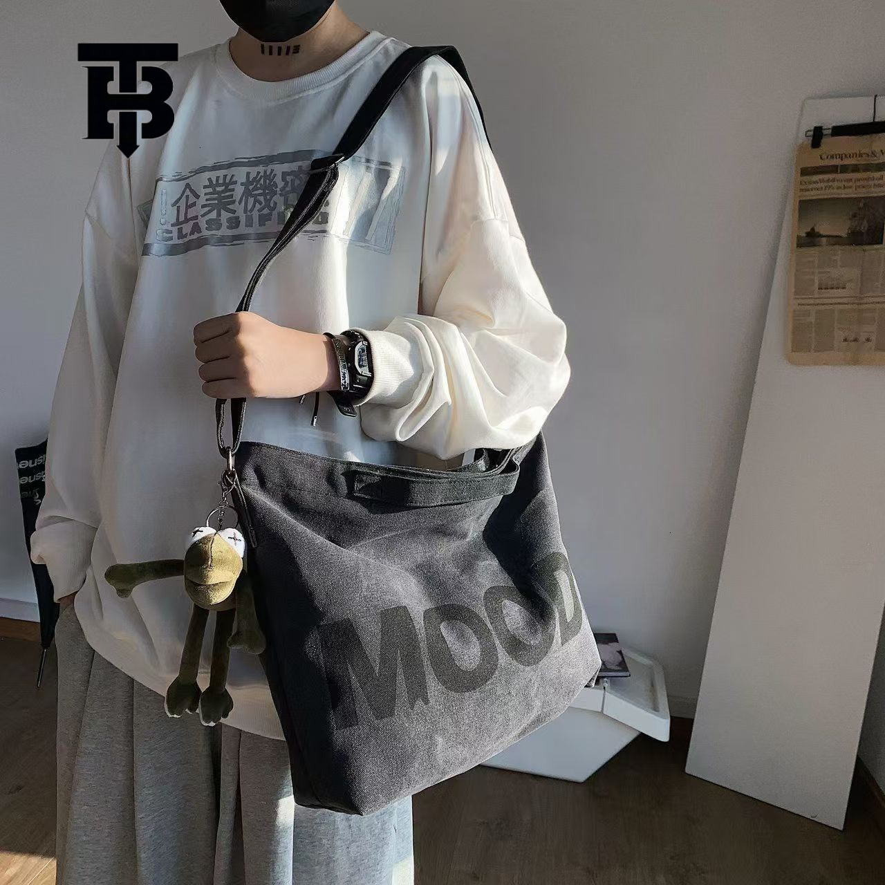 TB BHULAMTE Designer Bag 2025 New Women's Luxury Bag Bag Men's Crossbody Bag Large Capacity Canvas Bag For Class Female Student Korean Style