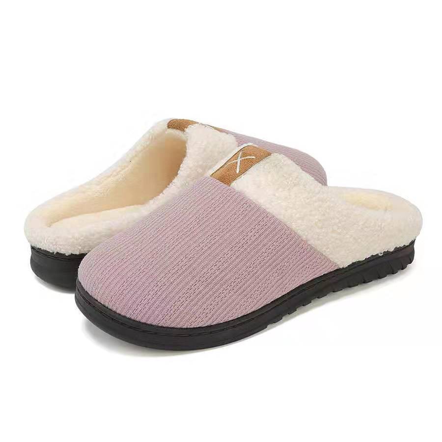2021 Autumn Winter Flat Faux Fur One Size Shoes Skin Color Warm Home Cotton Slippers ddmymarket