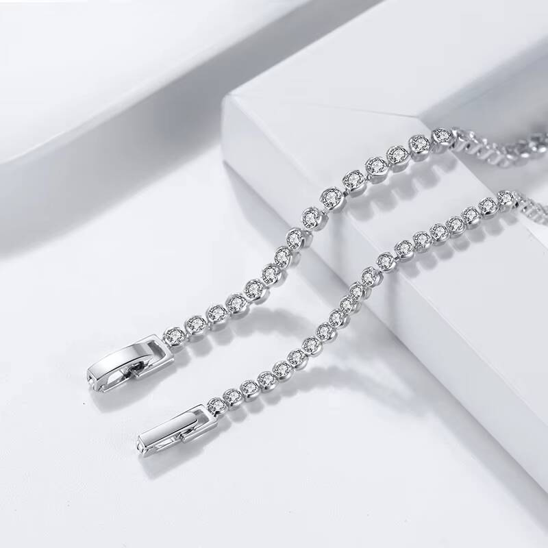 RINNTIN SB116 Men Women 925 Sterling Silver 30mm Bezel Setting Cubic Zirconia Classic Tennis Bracelet