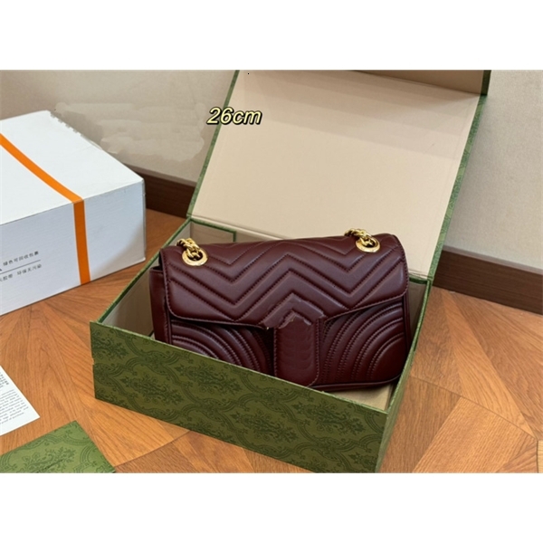 High quality shoulder bag womens sheepskin chain bag wine red handbag wallet gift box packaging