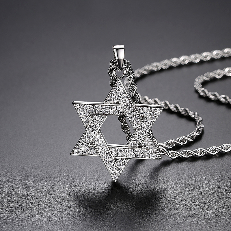 MHS SUN Luxury of David Necklaces for Women Men Fashion Hollow Hexagonal Star Pendant Chain Necklace Judaica Jewish Jewelry - view 4