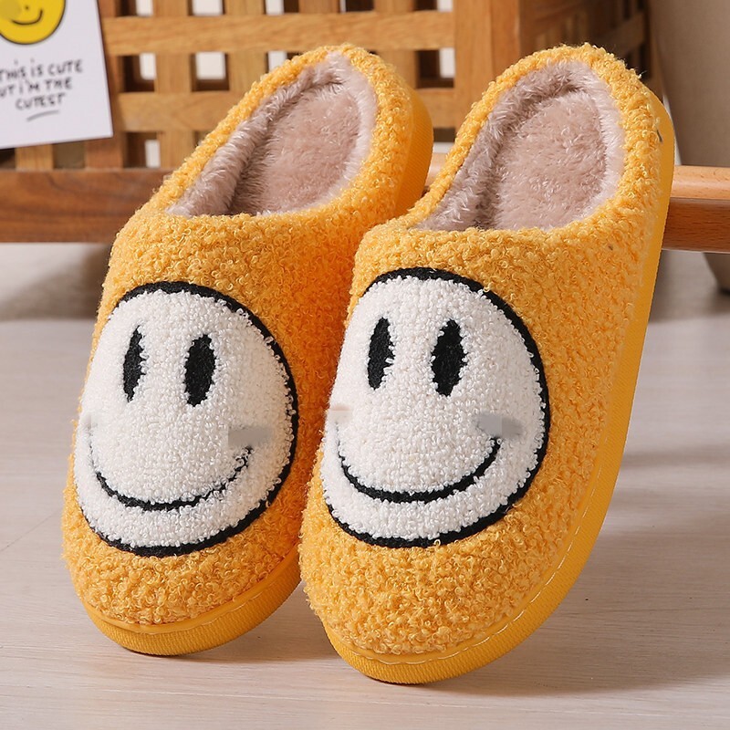 Mushroom Winter Smiley Shoes for Women Indoor Home Rainbow Plush Warm Cotton Slippers ddmymarket