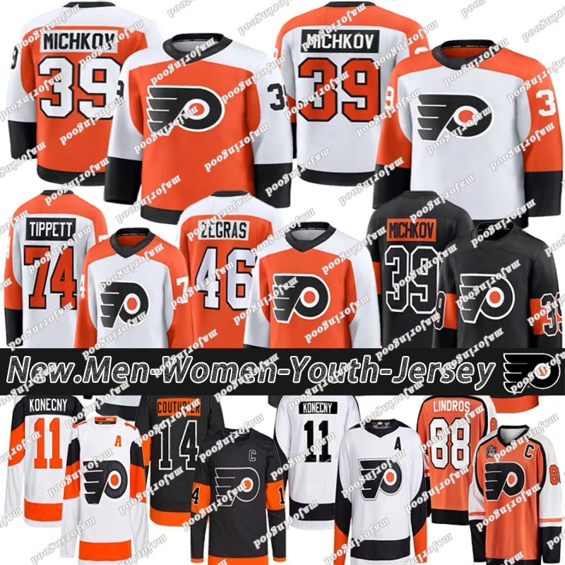 #39 Matvei Michkov jersey flyers jersey Travis Konecny Owen Tippett 46 TREVOR ZEGRAS Carter Hart Bobby Brink Farabee Bobby Clarke philadephia hockey jerseys