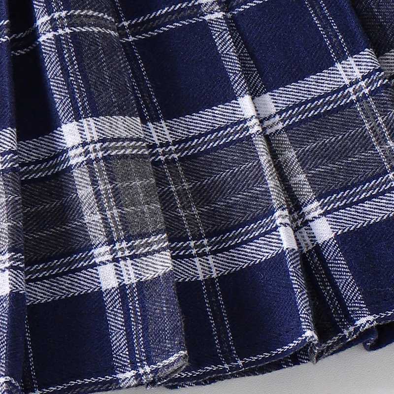 IYEAL Girls Clothing Set Casual Girls Letter Pattern Long Sleeved SweatshirtBlue Checkered Pleated Short Skirt TwoPiece Set L2509261S7U