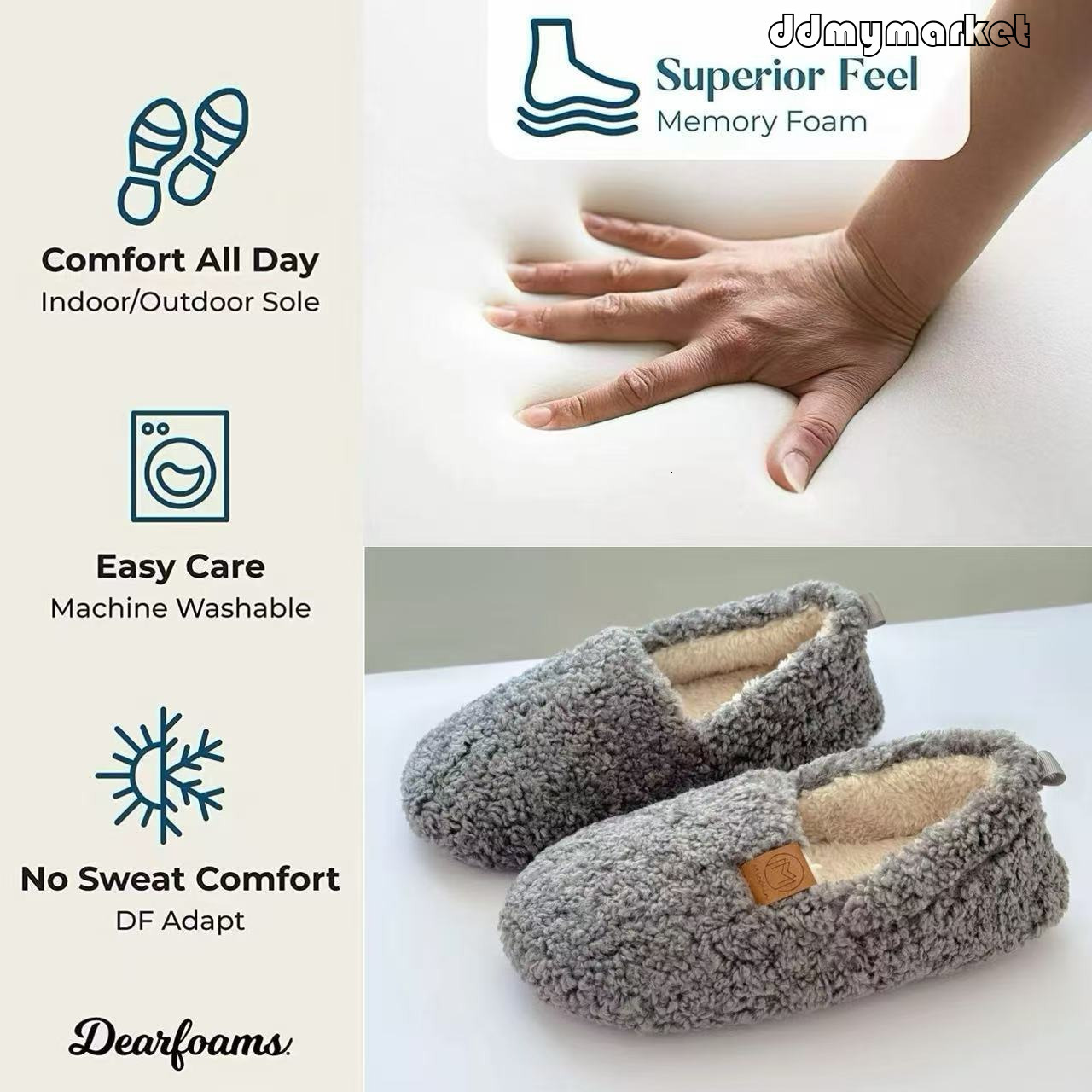 Memory Foam Warm Feet Thickened Fleece Adult Winter Cotton Slippers Maternity Shoes ddmymarket
